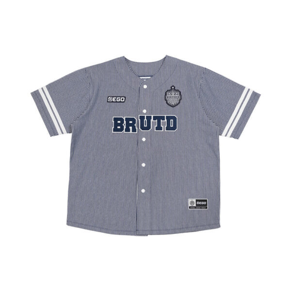 Second image of EA25102 เสื้อทรงเบสบอล EGOxBRUTD แบบที่ 3 สียีนส์ลายทาง