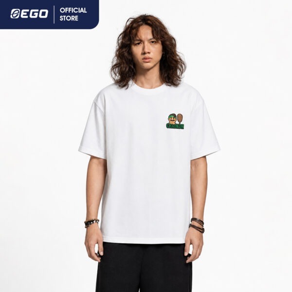 TS025 เสื้อยืดโอเวอร์ไซส์ EGO x CHAOKOH ขาวผ่อง